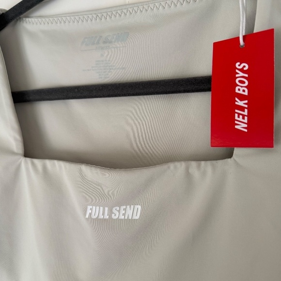 NWT Full Send | Beige Square Neck Active Crop Top | Size M - Picture 3 of 5